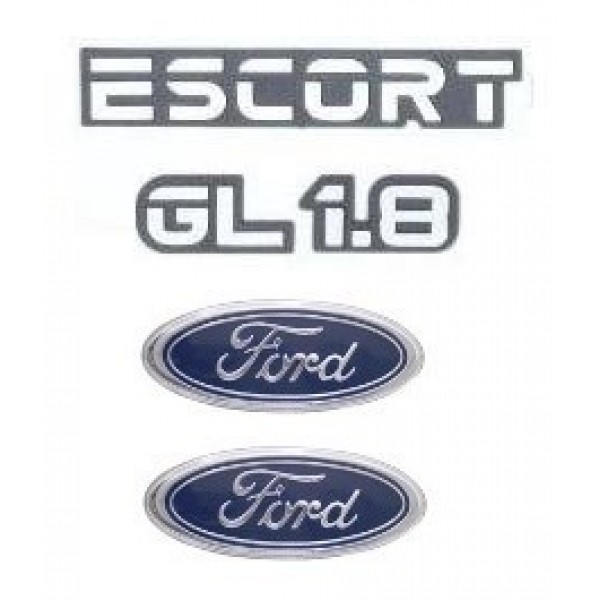 Kit Emblemas Escort GL 1.8 até 1992